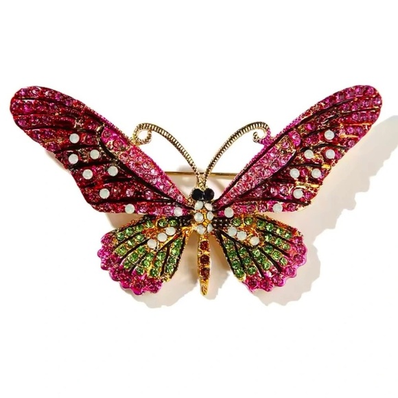 Betsey Johnson Butterfly Crystal Brooch - Picture 1 of 4